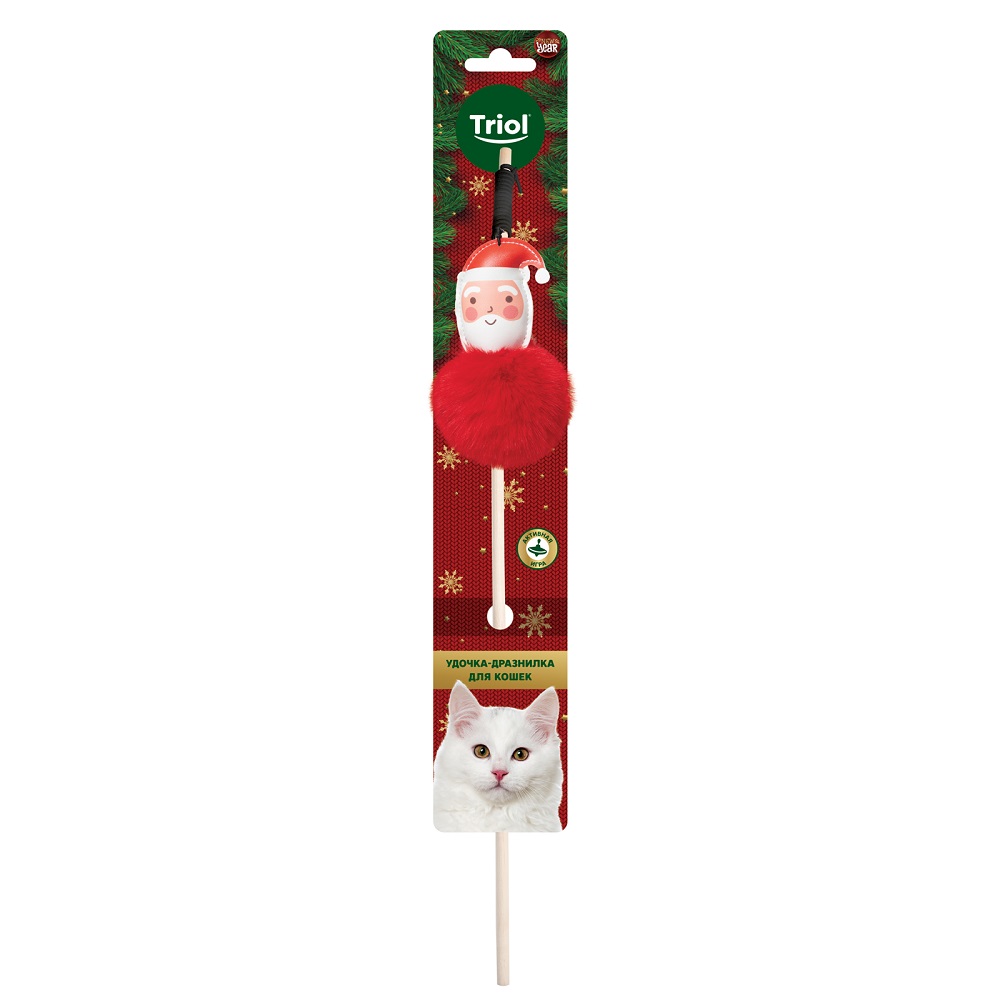 Игрушка для кошек TRIOL New Year дразнилка Пушистый Дед Мороз, 100/400мм