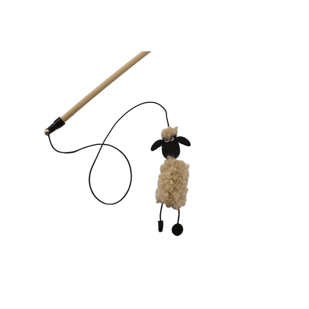 Игрушка для кошек ХОРОШКА Дразнилка Барашек из натурального меха 45х7х2,5см